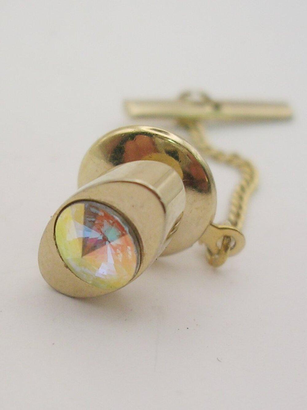 Vintage Tie Tack Pin with Chain Men Formal Wear classic Necktie Holder